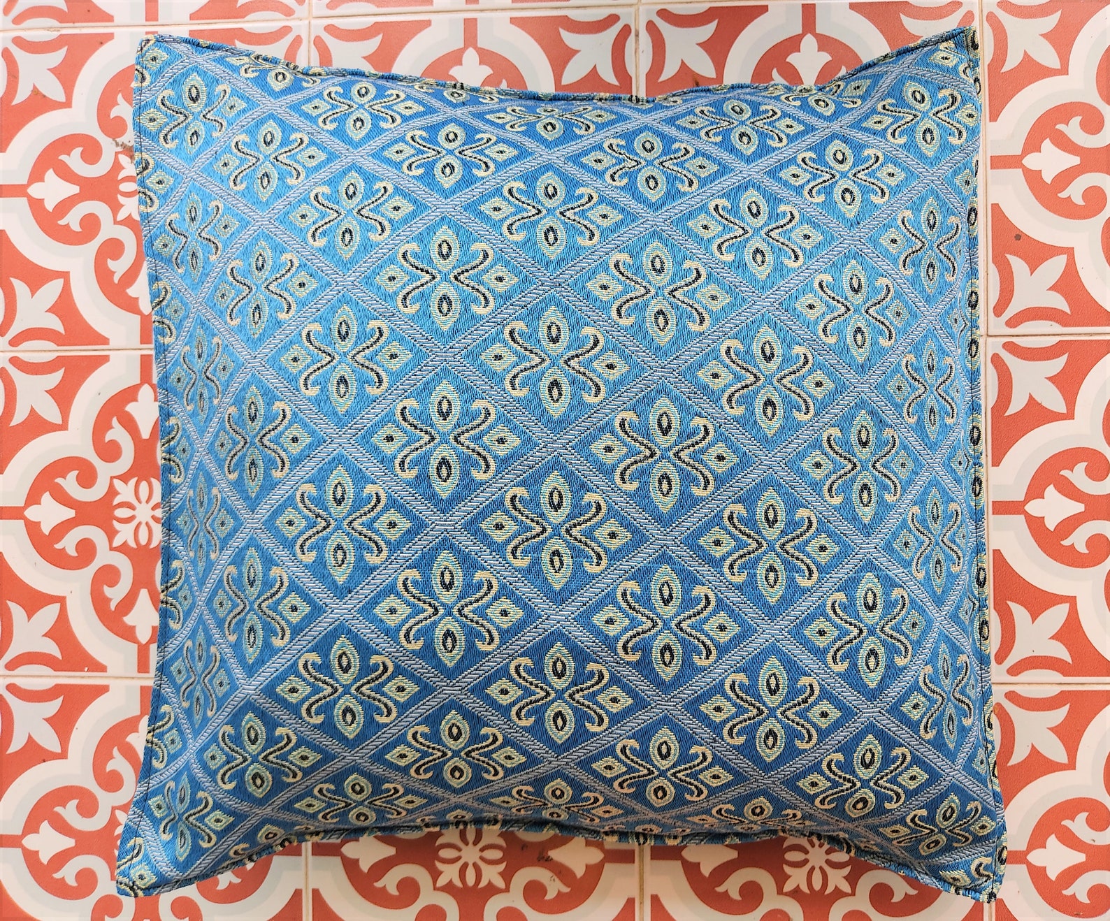 Blue Cushion Case Light Blue Cushion Cover Bohemian Etsy