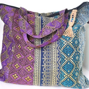 Handmade Patchwork Shoulder Bag: Golden Shine, Hippie Tote