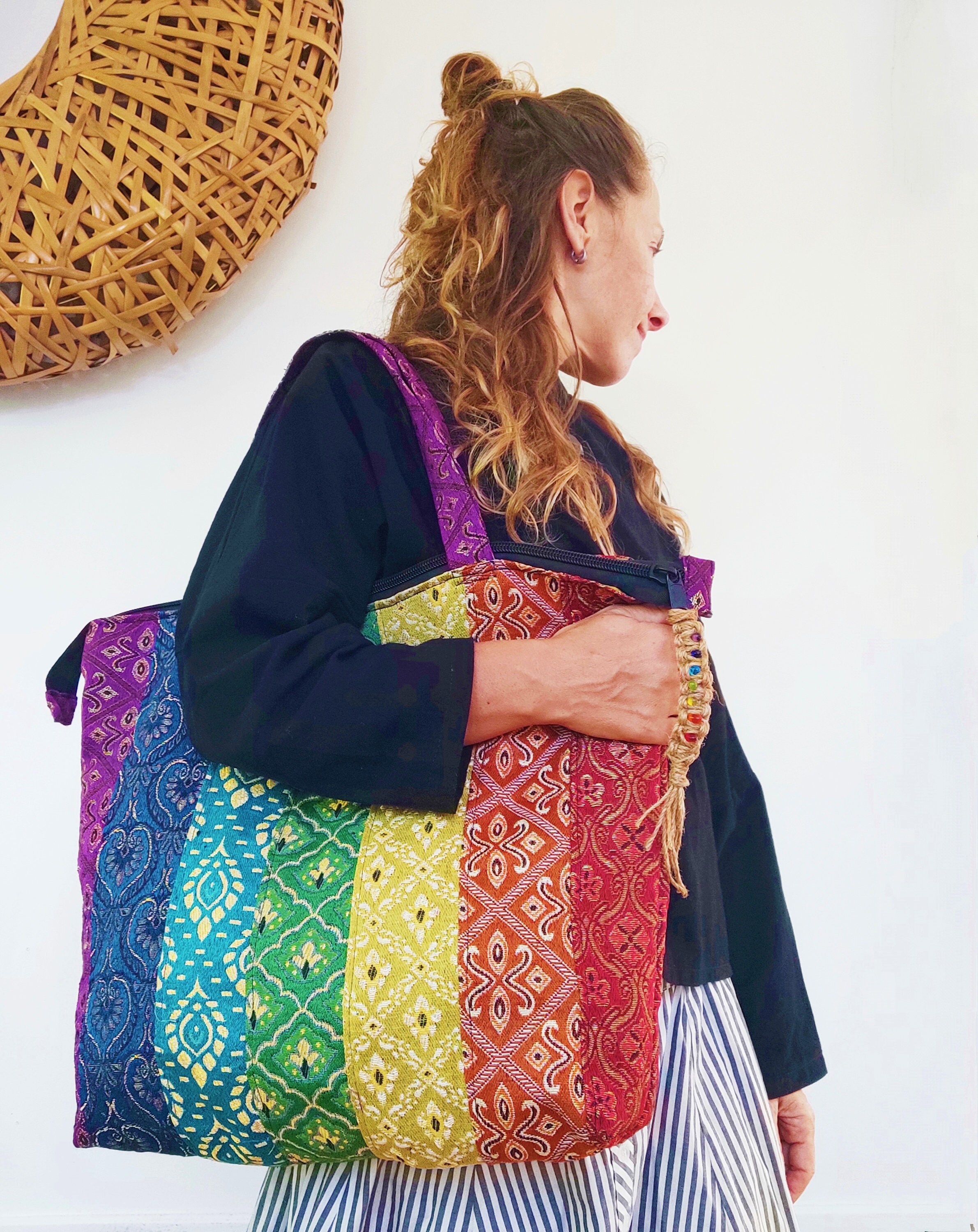 Rainbow Shoulder Bag 7 Chakras Bag Rainbow Tote Shopping Etsy
