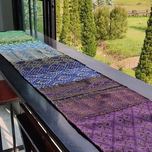 Handmade Table Runner + Golden Accents, Woven Multicolor Table Runner, Rainbow Table Runner, Boho Tablecloth, Colorful Hippie Table Runner