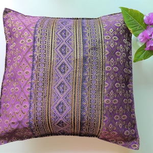 Purple Cushion Case, Purple Patchwork Cushion Cover, Bohemian Decorative Cushion, Hippie Cushion, Colorful Bedroom Decor, Boho Throw Pillow