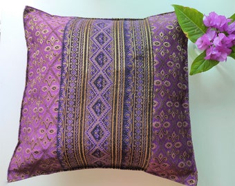 Capa de almofada roxa, capa de almofada roxa de retalhos, almofada decorativa boho, almofada hippie, decoração colorida do quarto, almofada boho