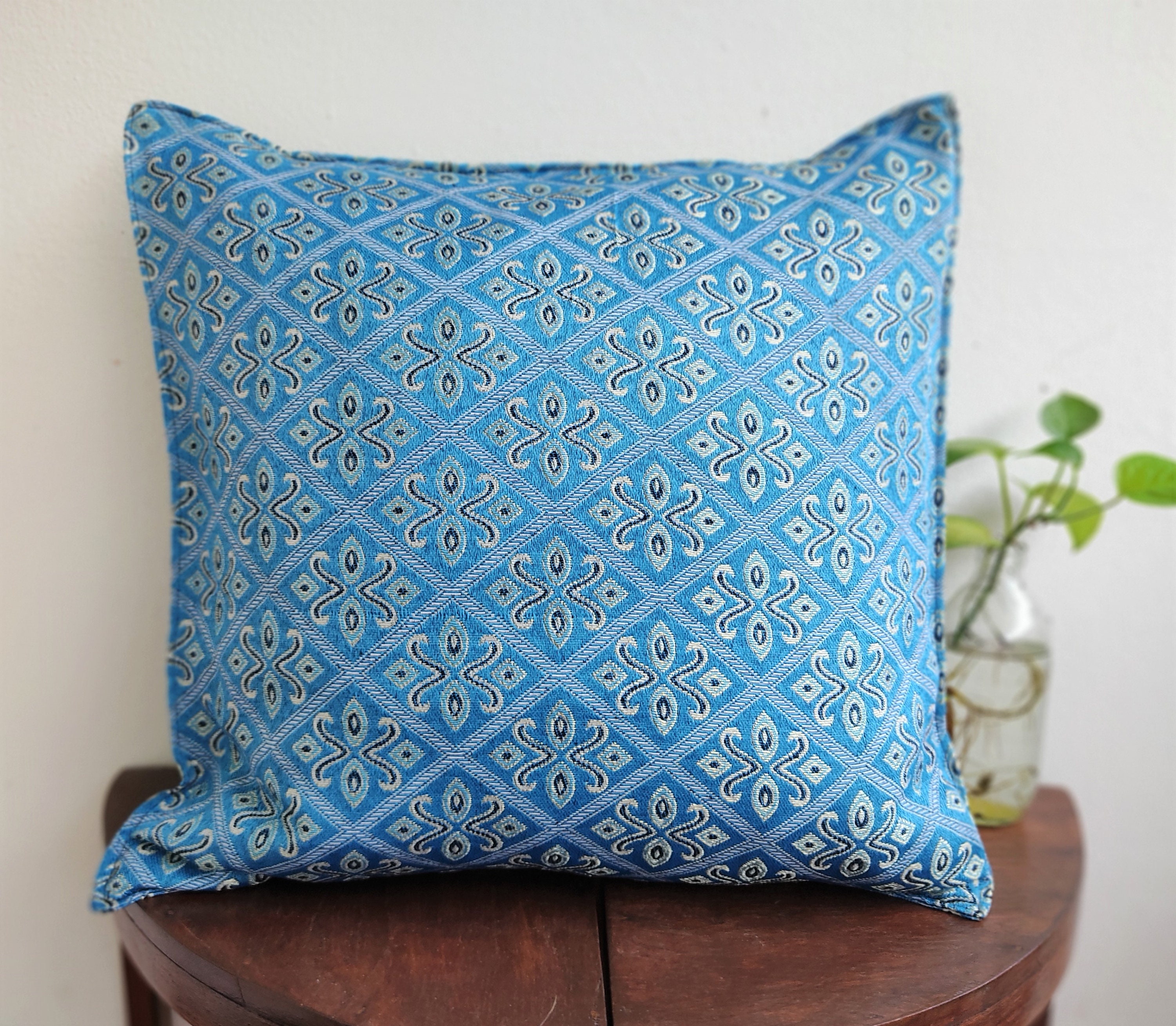 Blue Cushion Case Light Blue Cushion Cover Bohemian Etsy UK