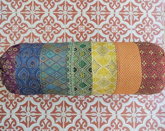 Handmade Chakra Yoga Bolster Cover: Metallic Gold Decorative Cushion