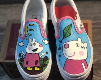 Suzy Sheep custom vans | custom shoes | peppa pig | hand painted| decorations by suly | birthday theme | suzy sheep