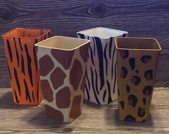 Jungle Animal Print Vases/ Safari Party / Custom Vases / Hand Painted / Animal Print / Centerpieces / Vases / Party Centerpieces / Custom
