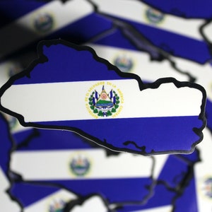 El Salvador Glossy Vinyl Sticker, Waterproof Sticker, Salvadoran Flag Sticker