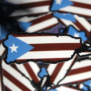 Puerto Rico Glossy Vinyl Sticker, Waterproof Sticker, Puerto Rican Flag Sticker