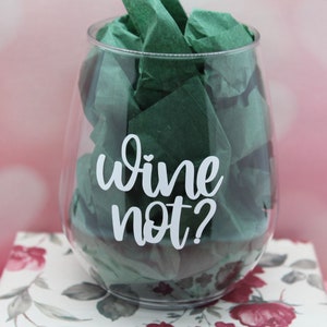 Wine Not? Stemless Wine Glass, Unbreakable Wine Glass, 18 oz Stemless Wine Glass, Crystal Clear Plastic Wine Glasses