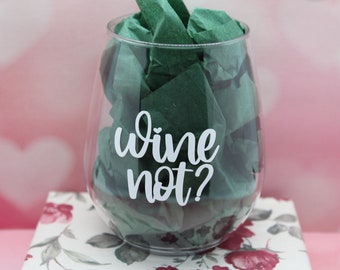 Wine Not? Stemless Wine Glass, Unbreakable Wine Glass, 18 oz Stemless Wine Glass, Crystal Clear Plastic Wine Glasses