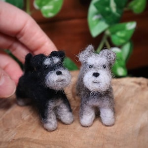 Nadelgefilzte Schnauzer Nadelgefilzte Hund Miniatur Handgemachte Filz Tier Nadelgefilztes Puppenhaus Hund Geschenk für Tierliebhaber