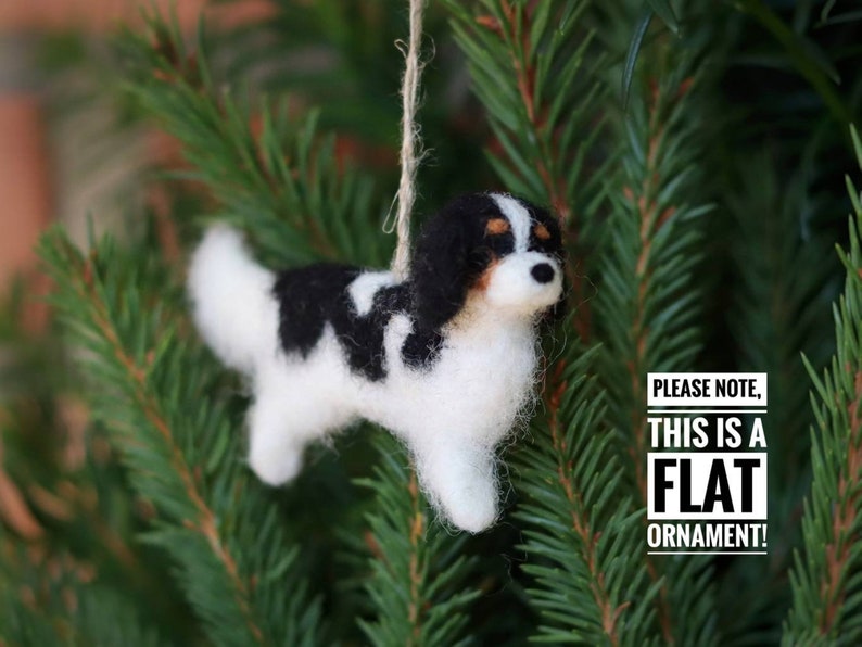 Needle Felted Cavalier King Charles Spaniel, Miniature, Christmas Decoration, Christmas Ornament, Gift for animal lover image 2