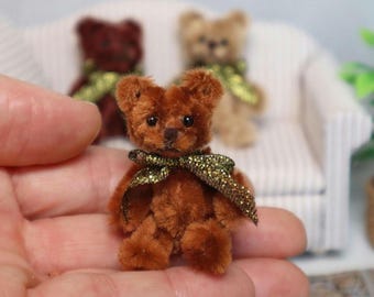 Orsacchiotto in miniatura in ciniglia, espositore per casa delle bambole, regalo per amanti degli animali