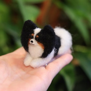 Needle Felted Papillon,Needle Felted dog, Hand made, Needle felted animal