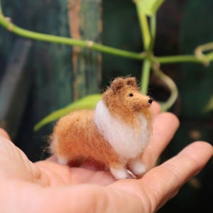 Needle Felted Sheltie Miniature: Handmade Wool Collie Dollhouse Dog