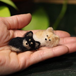 Needlefelted Sleepy Chihuahua , Miniature, Dollhouse dog