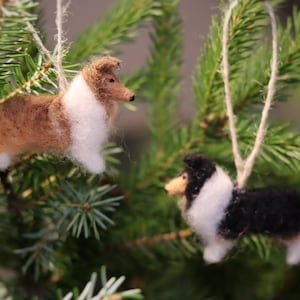 Needle Felted Collie Christmas Ornament: Handmade Wool Dog Decoration