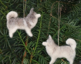 Needle Felted Siberian Husky, Miniature, Christmas Decoration, Christmas Ornament
