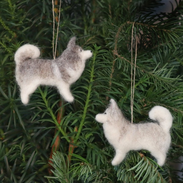 Nadelgefilzter Sibirischer Husky, Miniatur, Weihnachtsdekoration, Weihnachtsschmuck