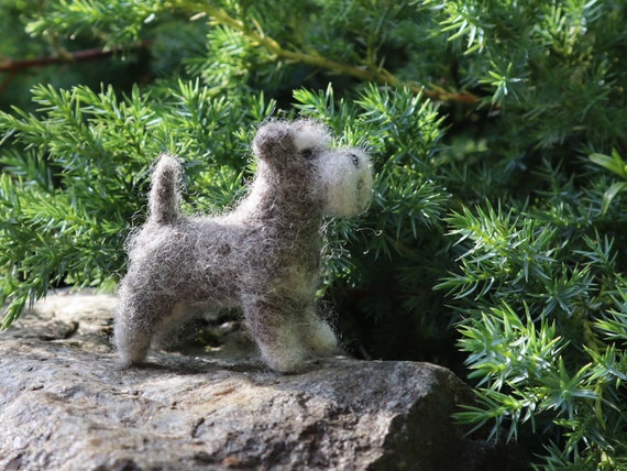 Needle Felted Schnauzer: Handmade Wool Miniature Dog - Etsy Canada
