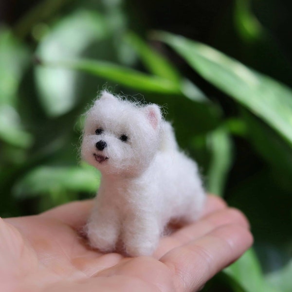 Needle Felted Westie, West Highland Terrier, Miniature, Dollhouse dog