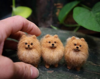 Needle Felted German Spitz, Dollhouse Miniature