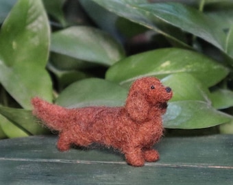 Needle Felted Long Haired Dachshund,Needle Felted dog, Hand made, Needle felted animal