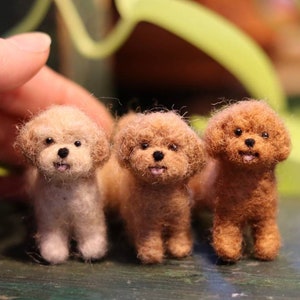 Needlefelted Maltipoo, Miniature, Dollhouse dog