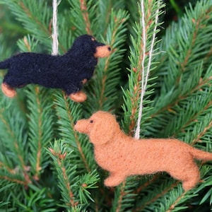 Needle Felted Dachshund, Miniature, Christmas Decoration, Christmas Ornament