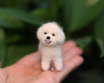 Needlefelted Maltese ,  Dollhouse dog , Miniature