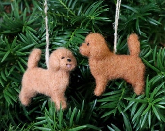 Needle Felted Poodle, Miniature, Christmas Decoration, Christmas Ornament