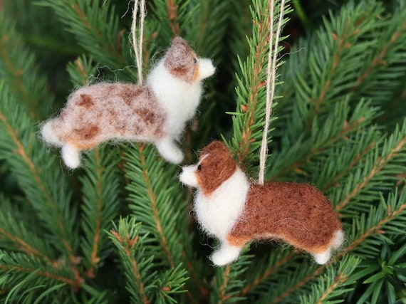 Needle Felted Australian Shepherd Miniature Christmas Decoration