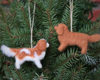 Needle Felted Cavalier Spaniel Christmas Ornament: Handmade Wool Dog Decor