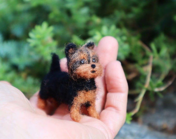 Needle Felted Little Yorkie Miniature Dollhouse Dog Needle Etsy