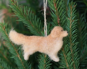 Needle Felted Golden Retriever, Miniature, Christmas Decoration, Christmas Ornament