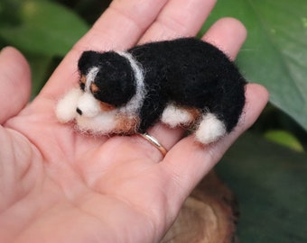 Pastore australiano, miniatura in feltro ad ago, cane della casa delle bambole, regalo per gli amanti degli animali