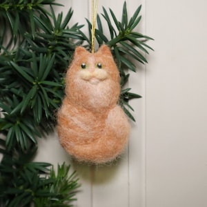 Needle Felted Cat Miniature Handmade Cat Christmas Decoration, Christmas Tree Ornament Gift for animal lover