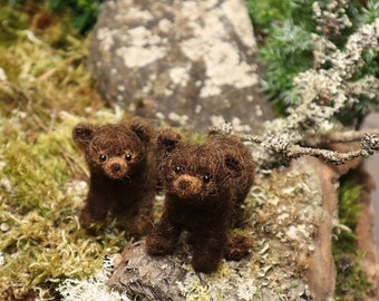 Needle Felted Brown Bear, Miniature, Felt animal, Gift for animal lover