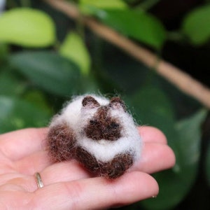 Gato de pelo largo en miniatura de fieltro con aguja. Gato de casa de muñecas en miniatura de fieltro con aguja. Regalo para amantes de los animales.