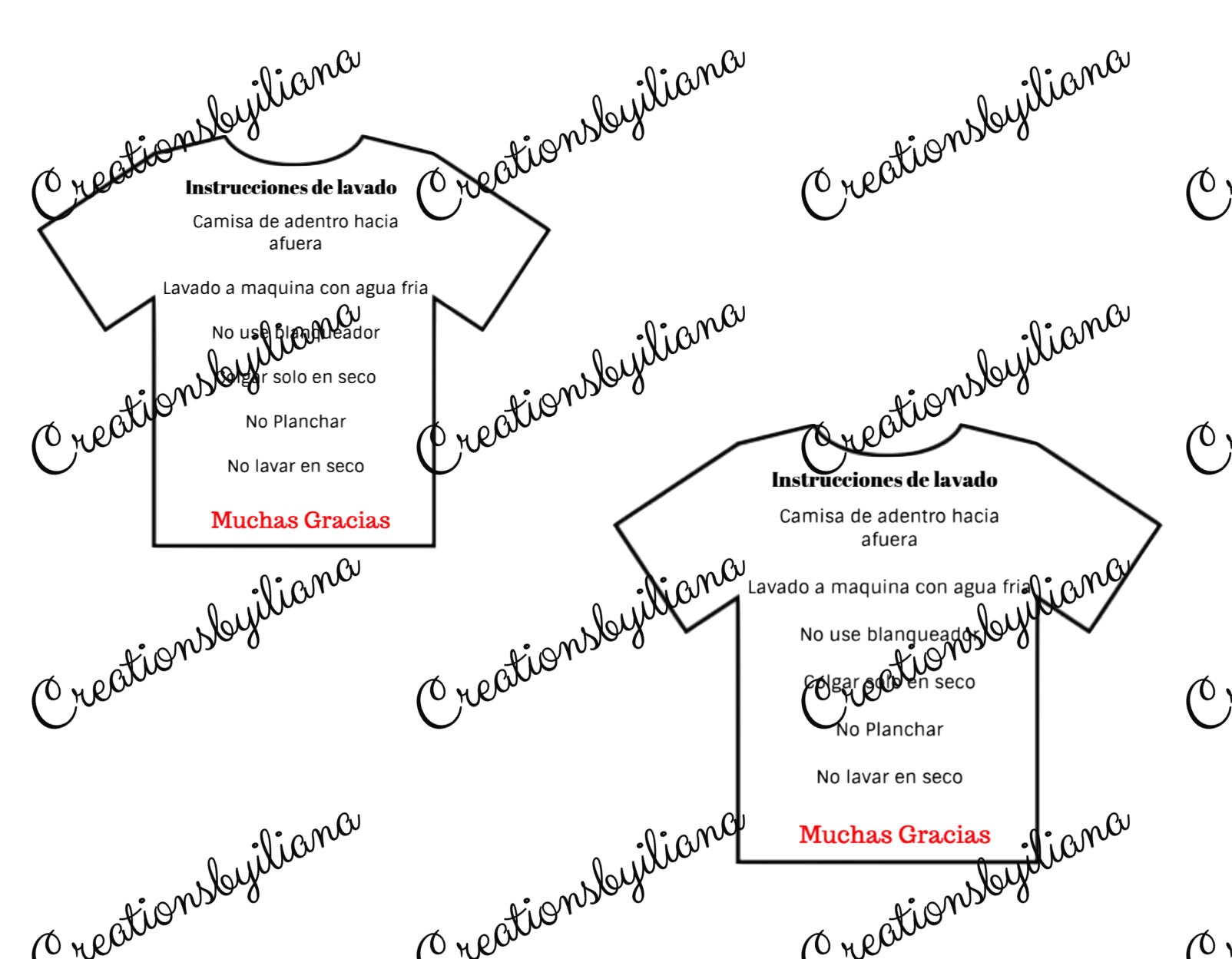 Spanish HTV Wash Care Instructions Cards Etsy India