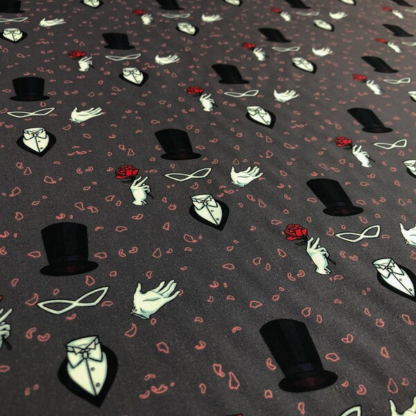 Sailor Moon Fabric - "Tuxedo Mask Disguise" - in grey by the half yard