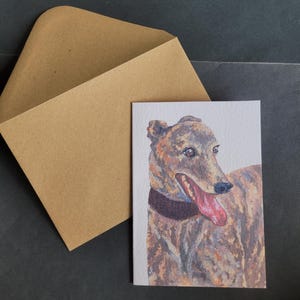 Carte de voeux lévrier bringé, carte chien A6 (sur carte texturée)