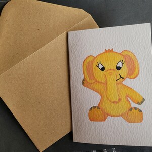 Tarjeta de felicitación de elefante amarillo A6 (en cartulina texturizada)