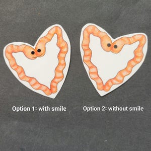 ONE Worm Heart Sticker, Handmade Funny and Cute Sticker, Worm Girlfriend Sticker (two options with smile or without)