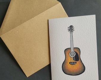 Guitar Greeting Card: Handmade Music Lover Card