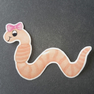 ONE Worm Sticker, Handmade Funny and Cute Sticker, Worm Girlfriend Sticker