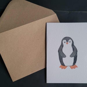 Adorable carte de voeux pingouin A6 (sur carte texturée)