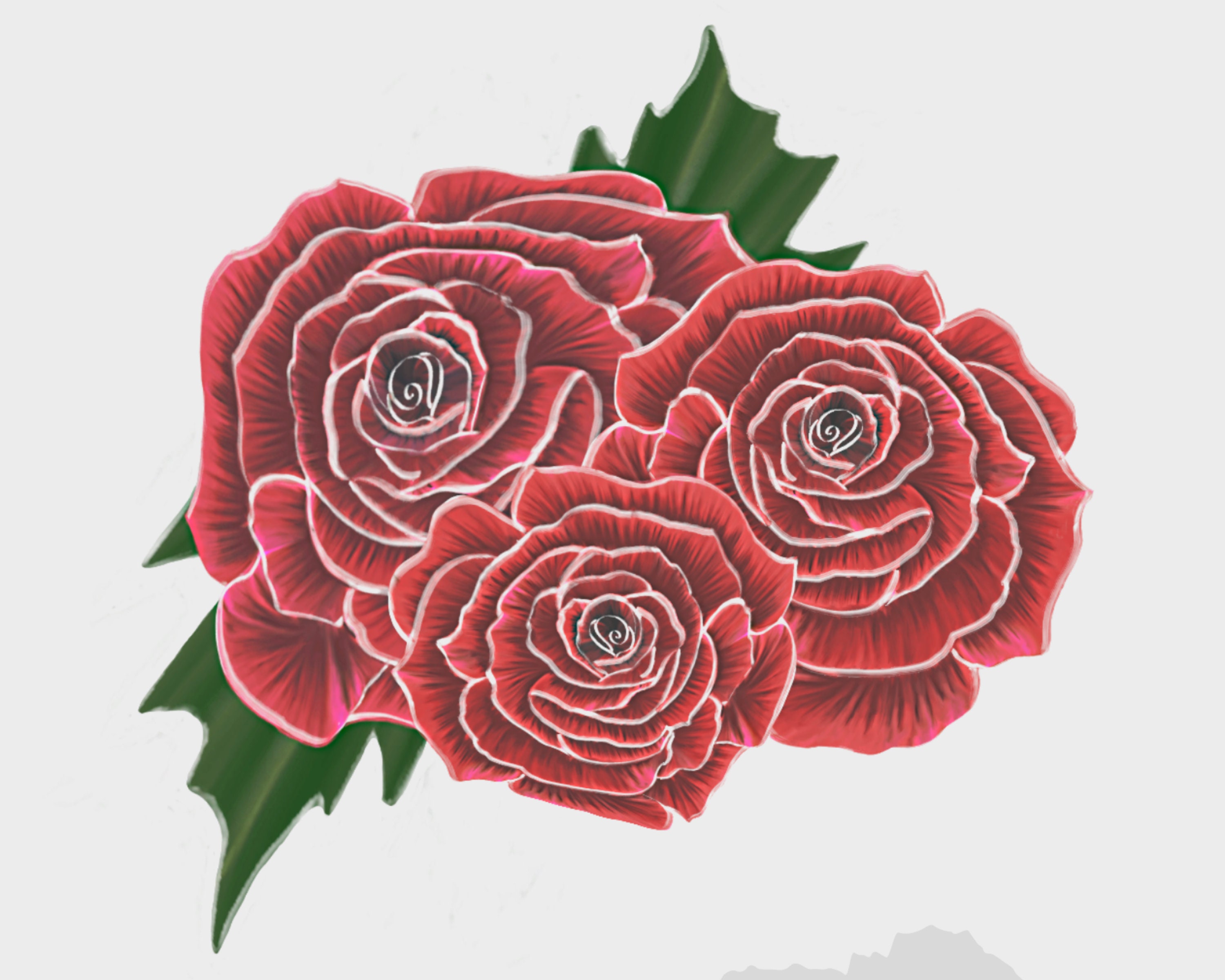 Red Roses Wall Art Print Floral Printable Flower Digital | Etsy