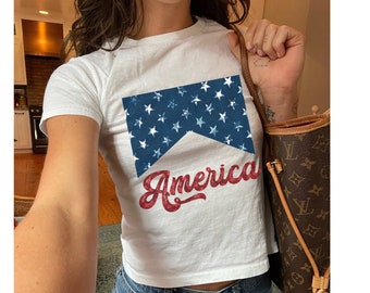Amerika Baby T-Shirt Western Shirt Cowgirls Shirt Western Style Patriotisches Western Grafik T-Shirt Nashville Shirt Country Shirt USA Shirt