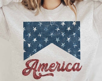Felpa America Felpa Western Felpa Merica Felpa Bandiera Americana Camicia 4 luglio Camicia retrò USA Felpa 4 luglio